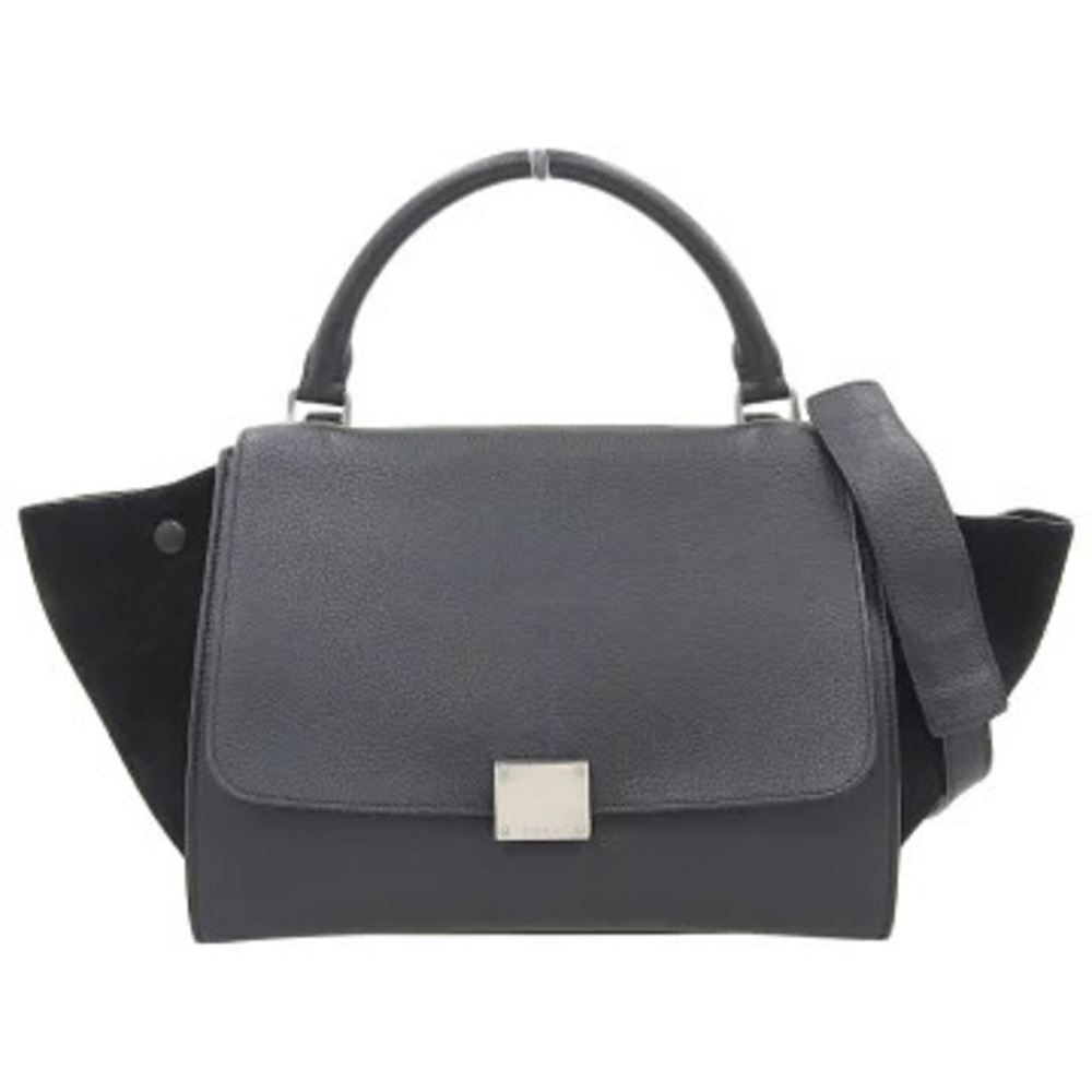 Celine Trapeze Bag Handbag Shoulder Leather Suede Black